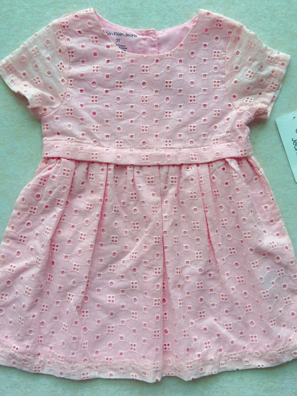 Calvin Klein Jeans Toddler Girls Pink Eyelet Dress Size 2T NWT NEW